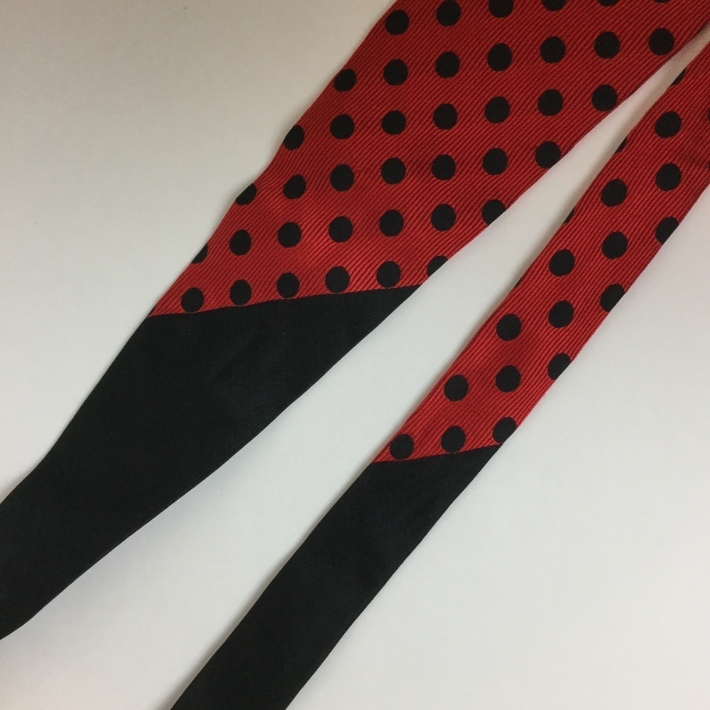 Angelino Italy  Tie Red w/Black Polka Dots Silk